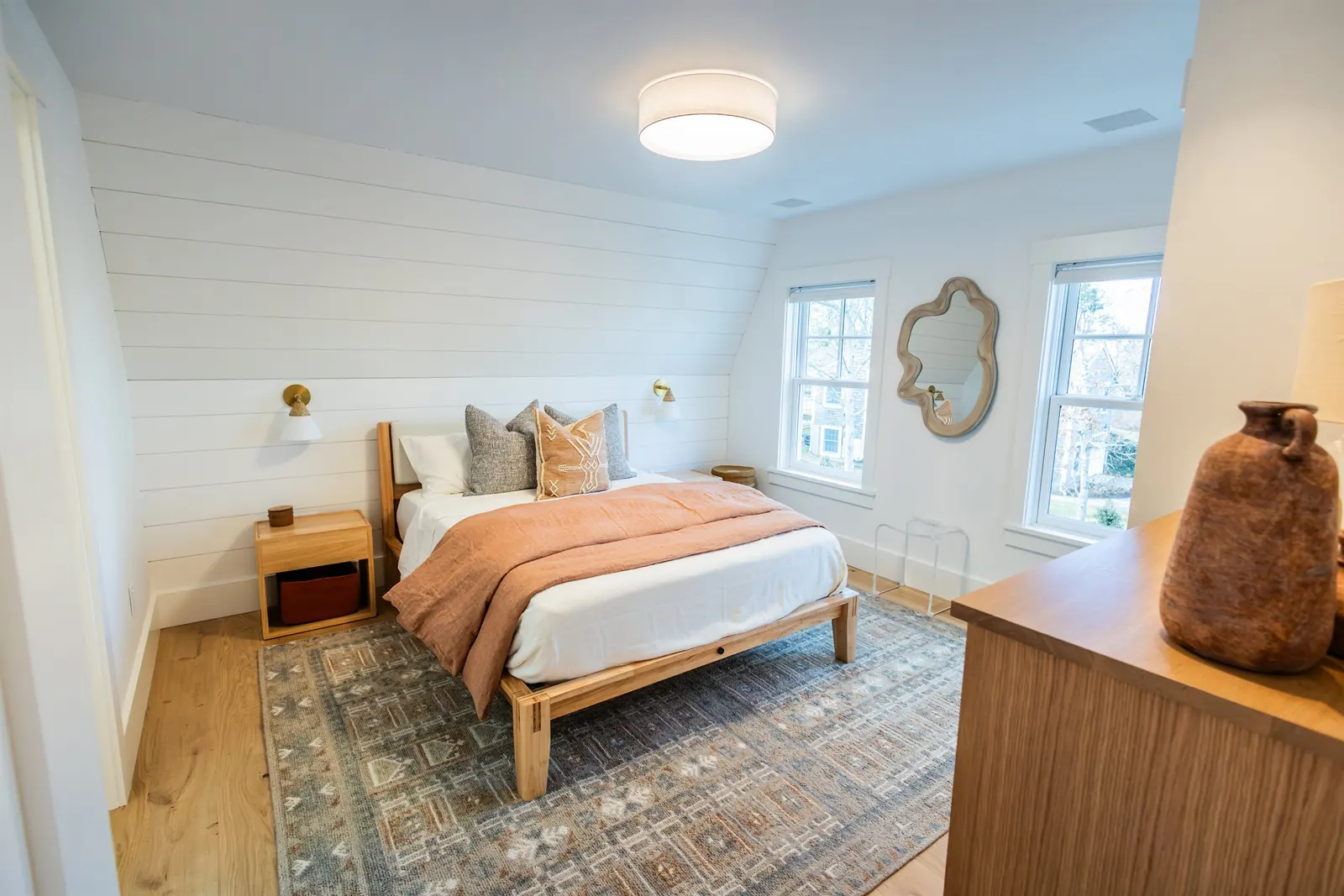 Custom Bedroom with Shiplap Accent Wall